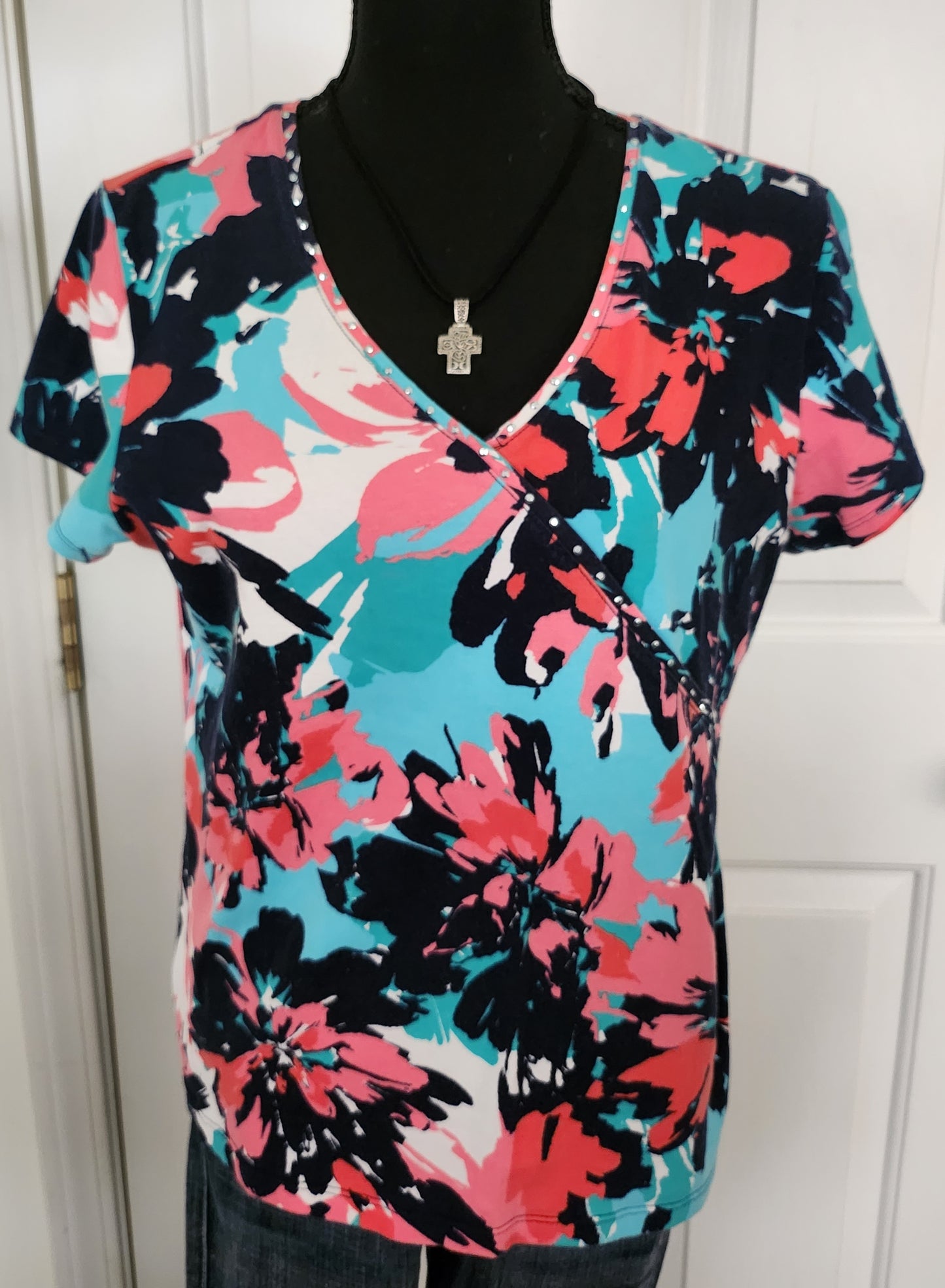 Ruby Rd. Embellished Floral Print Blouse