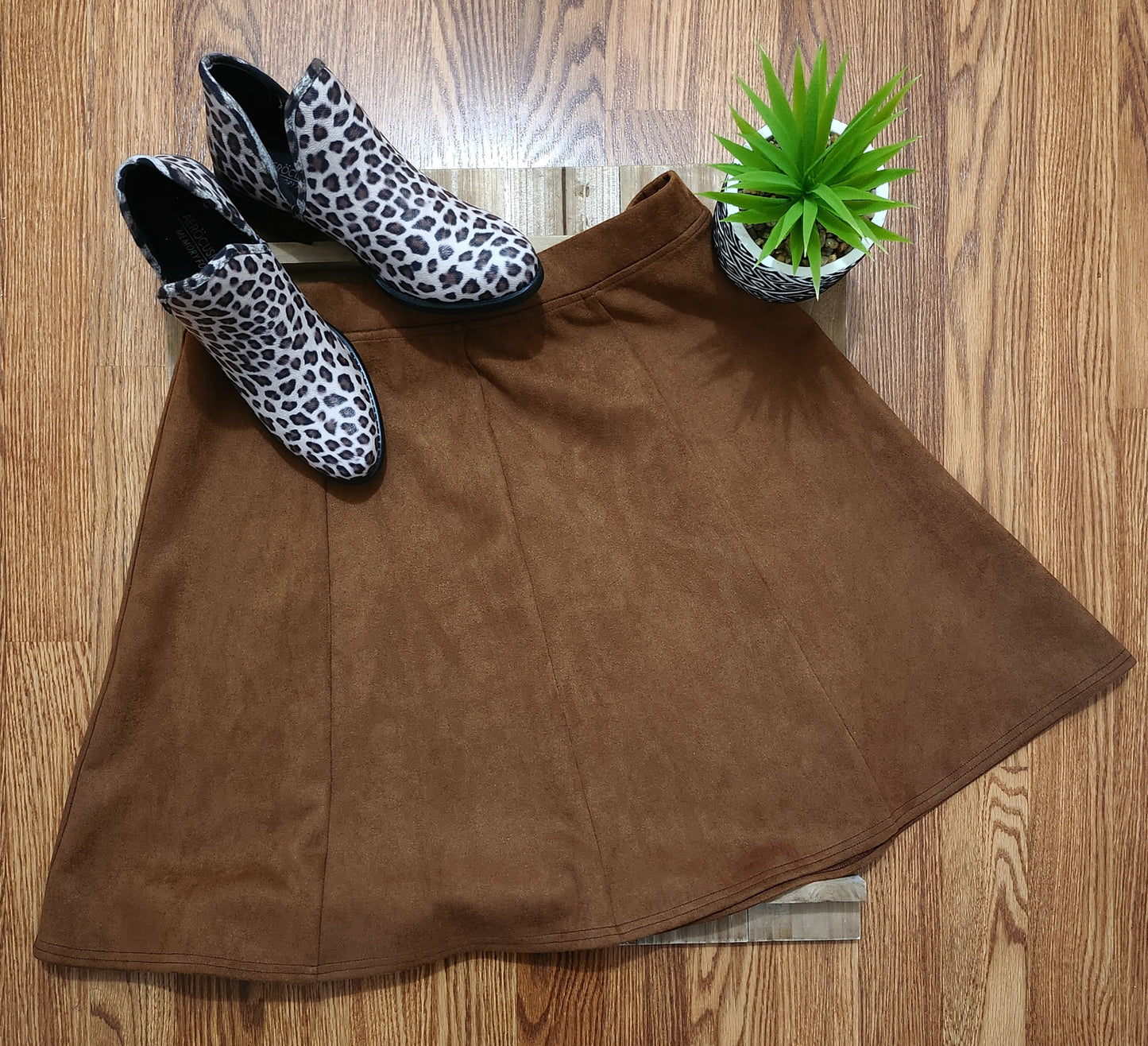 Vintage Caramel Brown Suede Skirt