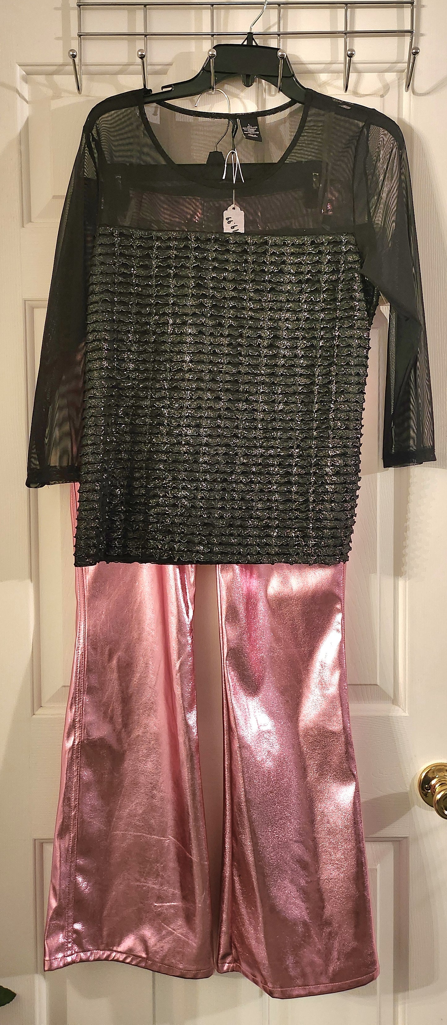 Faux Leather Pink Metallic Pants