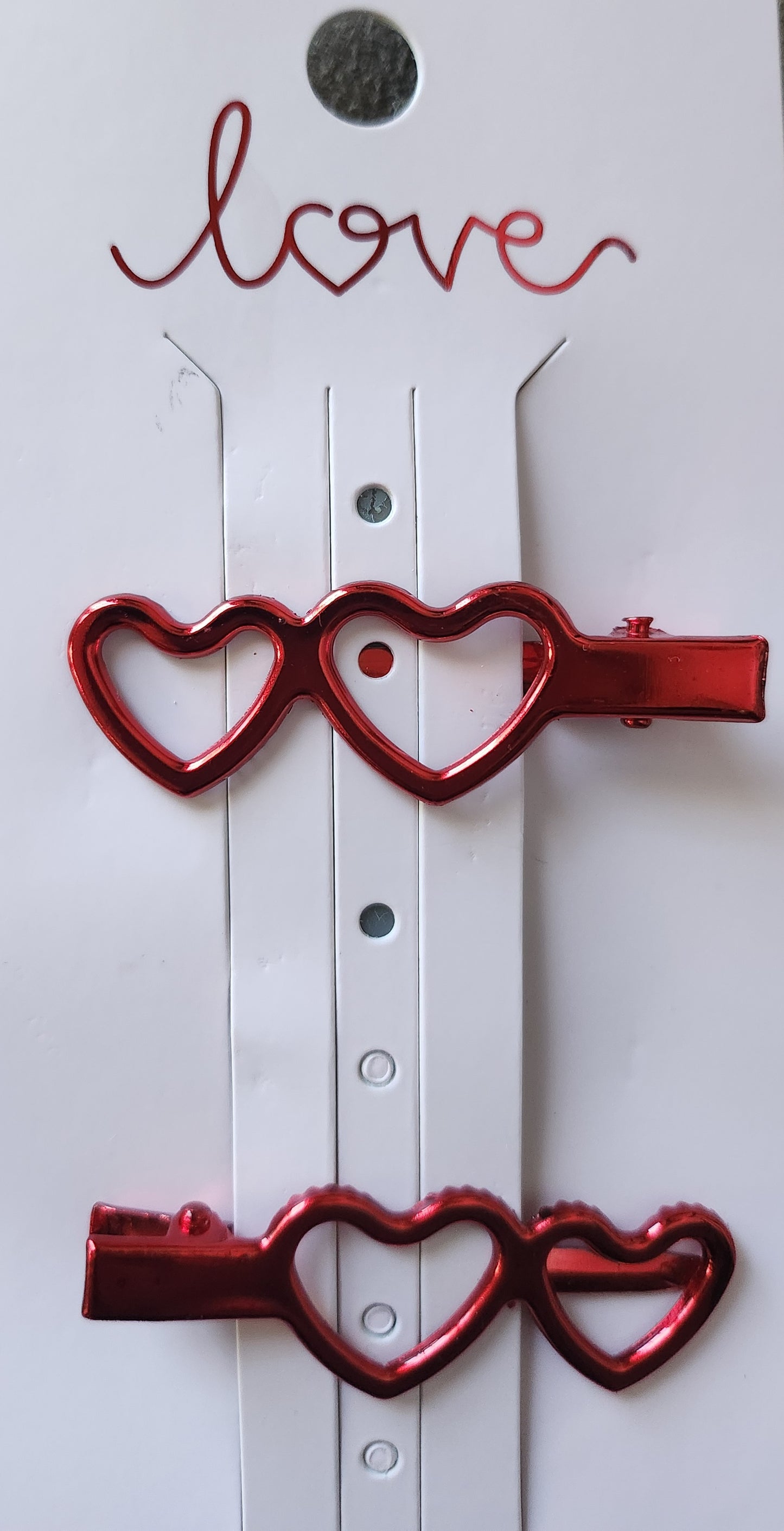 Hair Clips- Two Piece Heart Barrette Set