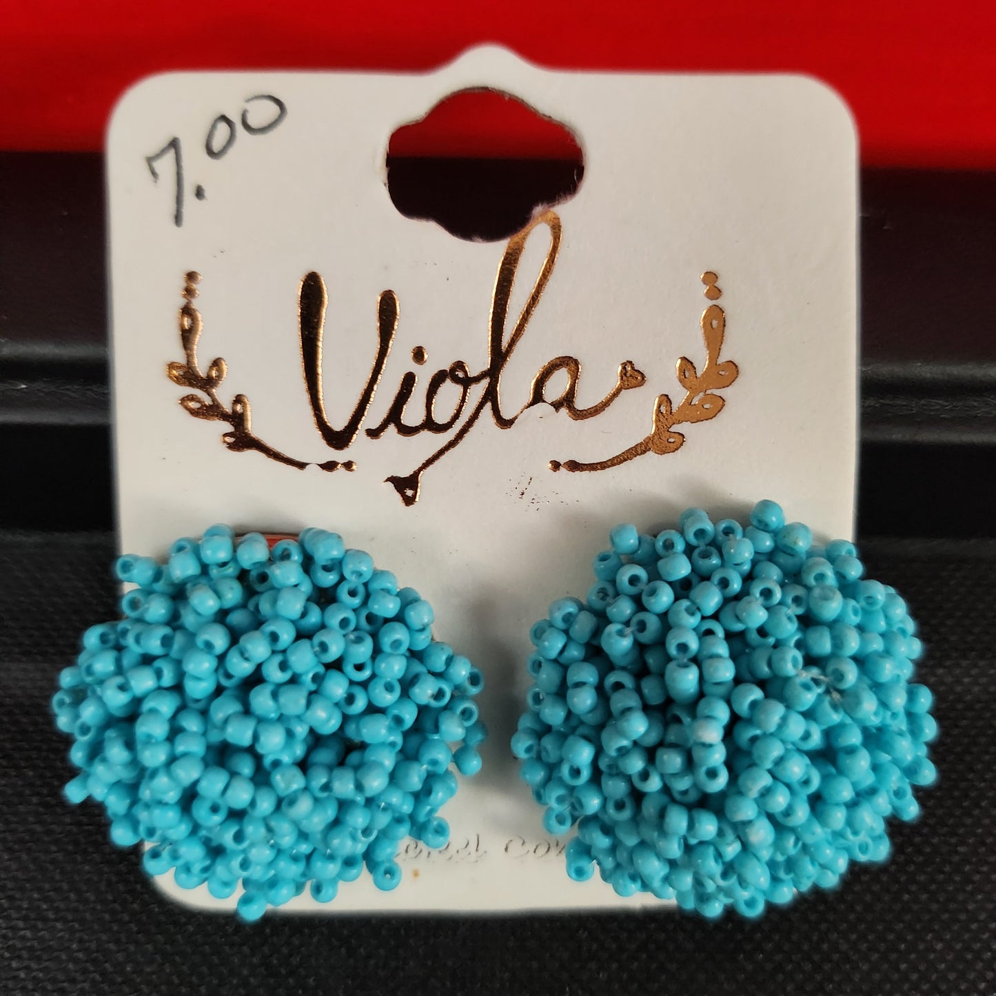 Viola Blue Seed Beaded Earrings