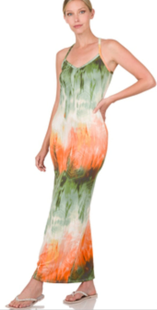 V- Neck Thin Strap Zenana Maxi Dress