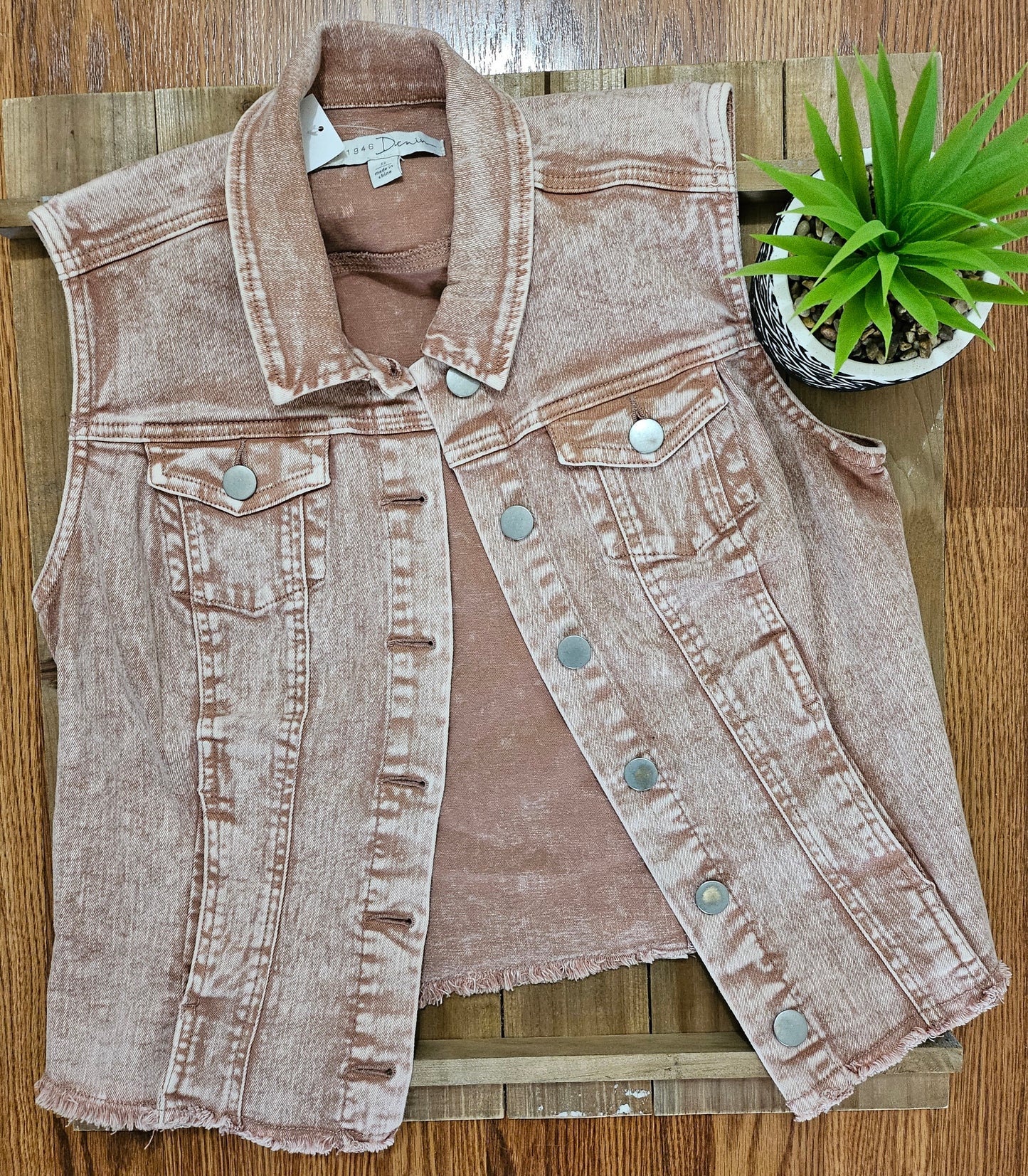 Distressed Denim Vest