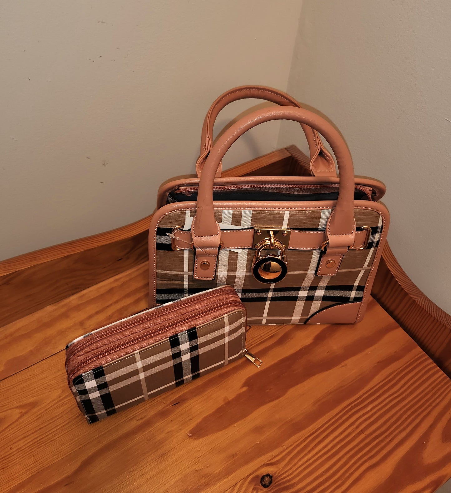 Pink Plaid Handbag