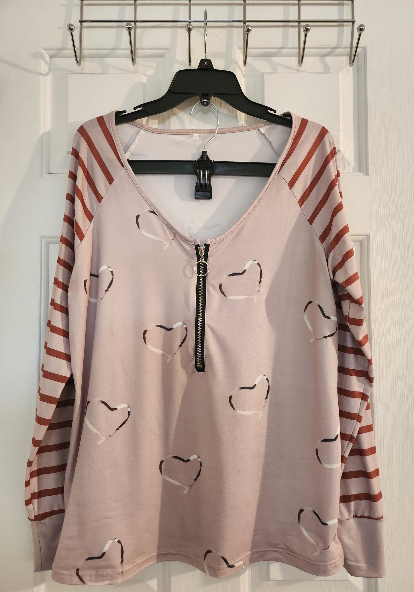 Heart & Striped Ladies Long Sleeve Top