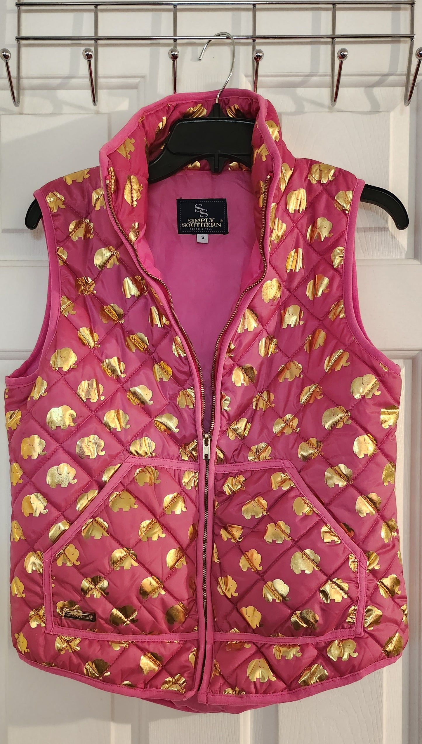 Pink & Gold Elephant Simply Southern Vest