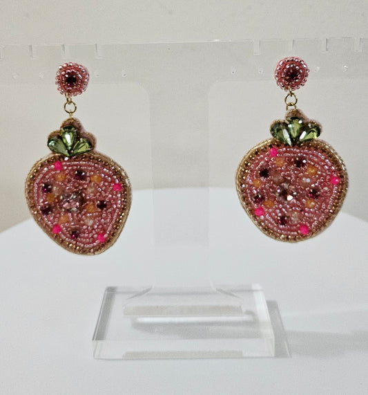 Strawberry Rhinestone Earrings-Jillian Miche'l