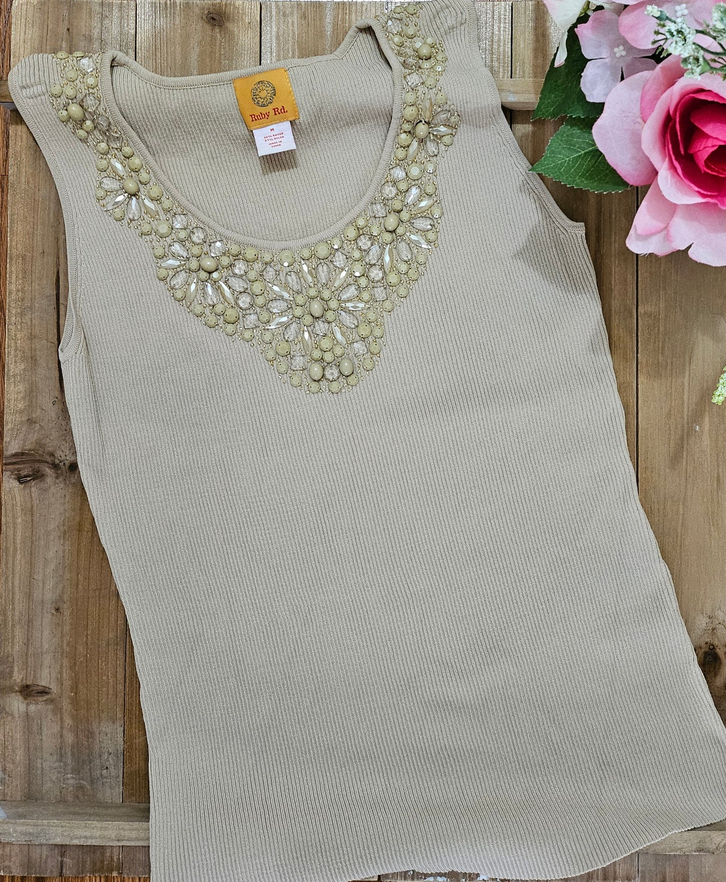 Ruby Rd. Beaded Tank Top