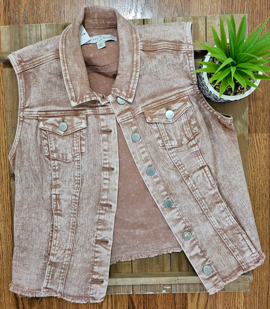 Distressed Denim Vest