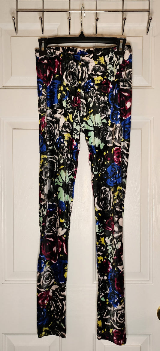 Colorful Floral Velour Leggings